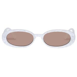 Le Specs “Outta Love” White Oval Sunglasses